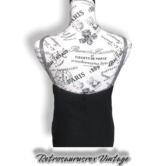 Vintage Laurence Kazar 1990’s Silver Beaded Little Black Dress, Large - Picture 5 of 11